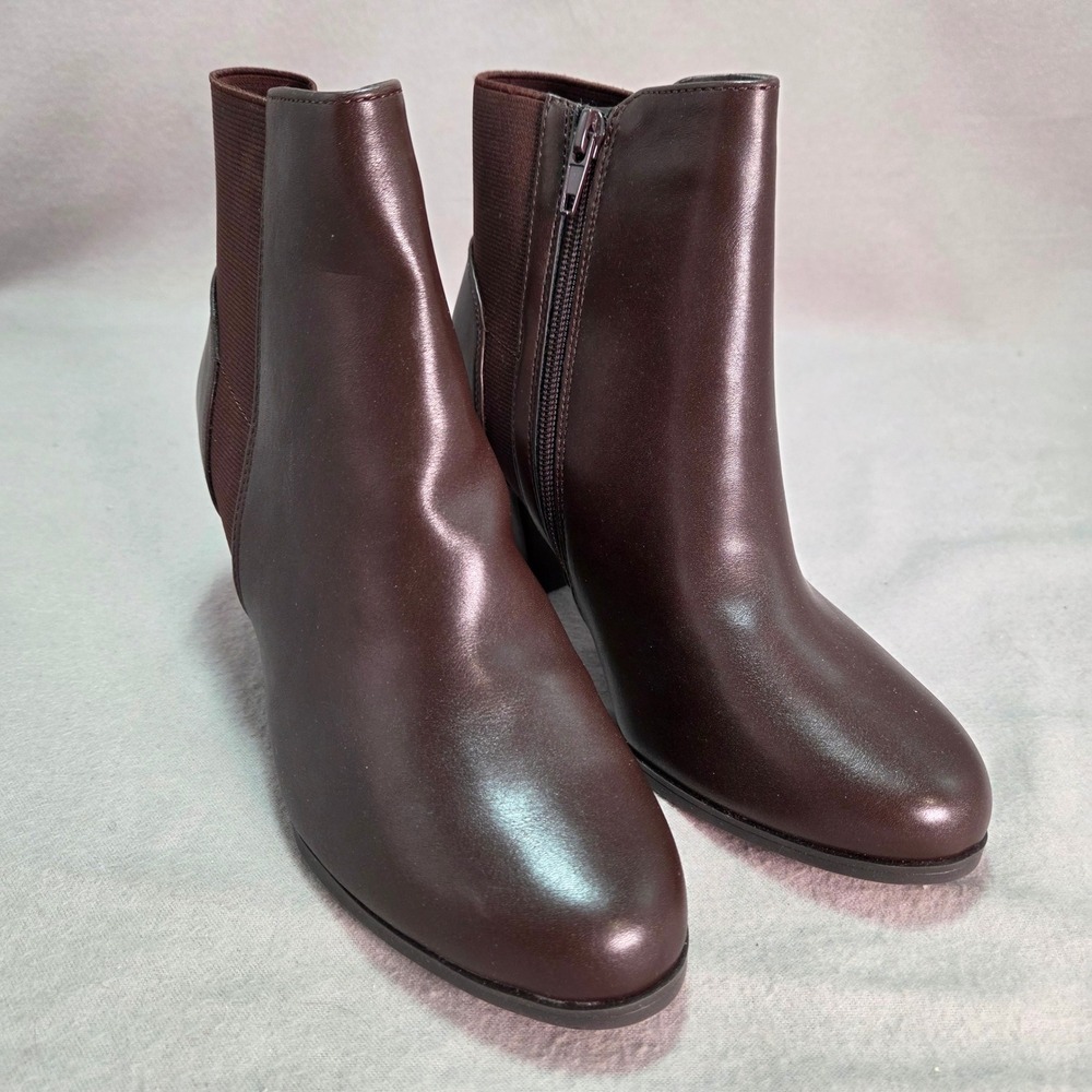 East 5th Aura Boots Chocolate Brown Memory Foam Wide Width Ankle Booties 7.5W